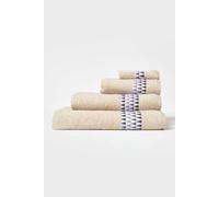 HOMESCAPES Geometric Pattern Beige Bath Towel 100% Cotton Super-Absorbent & Soft Large Towel with Retro Design