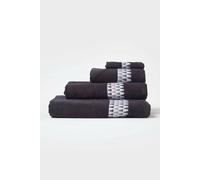 HOMESCAPES Geometric Pattern Black Bath Sheet 100% Cotton Super-Absorbent & Soft Extra Large Towel with Retro Design