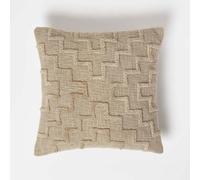 (Tan Beige) Geometric Beige Tufted Cotton Cushion 45 x 45 cm