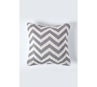 Homescapes Geometric Cotton Knitted Cushion Cover In Grey Grey