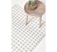 Homescapes Geometric Diamond Chindi Rug In Black Black 150cm x 240cm