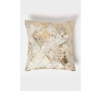 Homescapes Geometric Diamond Leather Cushion 45 X 45 Cm In Grey Grey