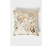 Geometric Diamond Gold & Grey Leather Cushion 45 x 45 cm