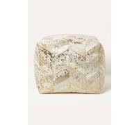 Gold & Grey Geometric Diamond Leather Pouffe Bean Cube