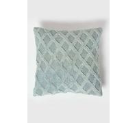 Homescapes Geometric Diamond Tufted Cotton Cushion In Green Green 45cm x 45cm