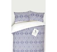 Homescapes Geometric Digitally Printed Cotton Duvet Cover Set In Indigo Indigo Single