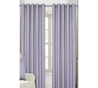 HOMESCAPES Lilac Geometric Blackout Curtains Pair Width 228cm (90") x 182cm (72") Drop Genuine 3 Pass Blackout Lining Heavy Weight Jacquard Eyelet Curtain