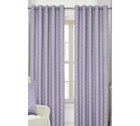 HOMESCAPES Lilac Geometric Blackout Curtains Pair Width 228cm (90") x 182cm (72") Drop Genuine 3 Pass Blackout Lining Heavy Weight Jacquard Eyelet Curtain