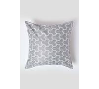 Homescapes Geometric Jacquard Cushion Cover In Light Grey Light Grey 45cm x 45cm