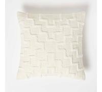 Homescapes Geometric Natural Tufted Cotton Cushion 45 X 45 Cm
