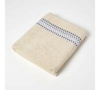 HOMESCAPES Geometric Pattern Beige Bath Sheet 100% Cotton Super-Absorbent & Soft Extra Large Towel with Retro Design
