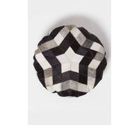 Homescapes Geometric Star Brown & Cream Round Leather Cushion 40 Cm