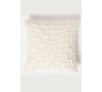 Geometric Tufted Cotton Cushion Homescapes Natural 45cm x 45cm