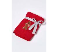 Homescapes Gingerbread Man Embroidered 100% Cotton Christmas Hand Towel Red Hand Towel