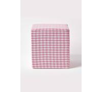 HOMESCAPES Pink Cube Cotton Gingham Check Pouffe - 36 x 36 x 38 cm