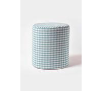 (Blue) Gingham Check Round Pouffe Cotton 40 x 42 cm
