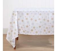 Homescapes Snowflake Christmas Tablecloth, 137cm x 137cm in White | Size: 137 cm x 137 cm Homescapes White 137 cm x 137 cm
