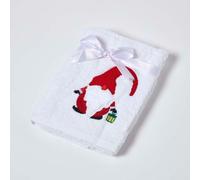 HOMESCAPES Luxury Christmas Hand Towels, 100% Cotton, Ultra Soft & Absorbent Quick-Dry Kitchen Towels, Festive Santa Gonks, Thick Bathroom Hand Towel, Hotel & Spa Quality White, Red L70 x W50 cm