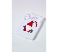 Homescapes Gonk Embroidered 100% Cotton Christmas Hand Towel in Red Homescapes Red
