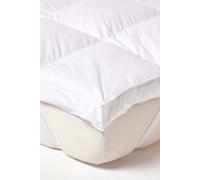 HOMESCAPES Goose Feather Mattress Topper Double Bed, 7cm Thick Extra Deep, Breathable, 100% Cotton Cover, Hypoallergenic, Quilted, Elasticated Straps, Hotel Quality, Ethical Luxury, Washable