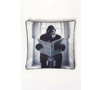 Homescapes Gorilla Animal Print Cushion 45X45Cm Black White Novelty Black