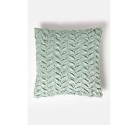 Homescapes Grace Pleated Velvet Cushion In Green Green 45cm x 45cm