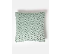 HOMESCAPES Green Velvet Fabric Cushion Luxury Pleated 100% Polyester Cover Filled Scatter Cushion for Sofa and Bed Decoration 45 x 45 cm