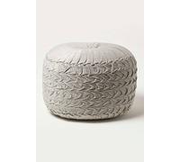 Homescapes Grace Pleated Velvet Pouffe In Grey