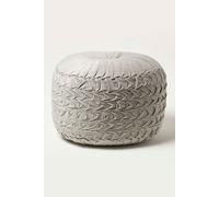 Homescapes Grace Pleated Velvet Pouffe in Grey Homescapes Grey