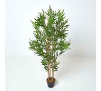 HOMESCAPES 5 ft Bamboo Tree Large Artificial Replica Plant in Black Pot Indoor Home Office Decorative Fake Plant