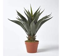 HOMESCAPES Green Agave Americana Artificial Succulent Plant with Brown Pot, 60 cm (24")