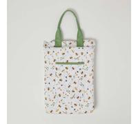 HOMESCAPES Gardening Kneeling Pad with Bee Floral Design Green & White Foam Filled Waterproof Gardening Kneeler Cushion with Pocket & Carry Handles