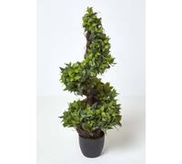 Homescapes Green Artificial Bay Tree Spiral Shape in Pot, 4 Ft