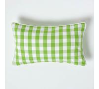 Homescapes Green Block Check Cotton Gingham Cushion Cover, 30 X 50 Cm