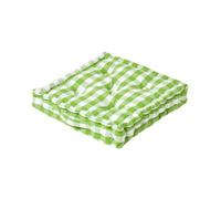 HOMESCAPES Green and White Gingham Floor Cushion Block Check Pattern 100% Cotton Cushion Pad Large 50 x 50 x 10cm Square Outdoor Garden Cushion or Indoor Dining Chair Booster Seat