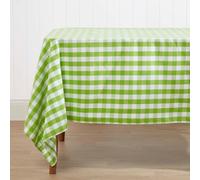 Homescapes Green Block Check Cotton Gingham Tablecloth, 137 X 178 Cm