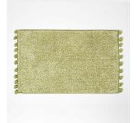 Tufted Bath Mat 100% Cotton with Pom Pom Edges Homescapes Green One Size