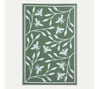 Homescapes Green Floral Outdoor Rug with Bumble Bee Design, 182 x 122 cm