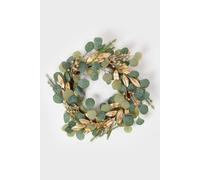 Homescapes Green & Gold Eucalyptus Christmas Wreath, 56 Cm Gold One Size