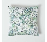 Homescapes Floral Garden Green Velvet Cushion 46 x 46 cm Homescapes Green 46 x 46 cm