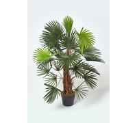 Homescapes Artificial Green Handcrafted 'lady Palm' Tree Rhapis Plant With Pot, 90 Cm