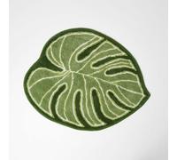 Homescapes Green Leaf Bath Mat 100% Cotton, 65 X 80 Cm