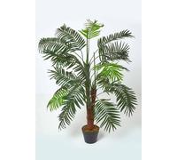 HOMESCAPES Artificial Mini Palm Tree Tropical Office Conservatory Indoor Plant Green 120cm/ 4 ft with Black Pot