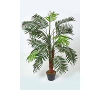 HOMESCAPES Artificial Mini Palm Tree Tropical Office Conservatory Indoor Plant Green 120cm/ 4 ft with Black Pot