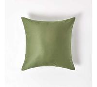HOMESCAPES Organic 400 TC Egyptian Cotton Sateen Pillowcase, European Size - Moss Green - 40 x 40 cm
