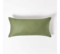 HOMESCAPES Green Organic Cotton Euro Size Pillowcase 40 x 80 cm 400TC 600 Thread Count Equivalent Pillow Case with Zip Pack of 2