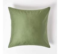 HOMESCAPES Green Organic Cotton Euro Size Pillowcase 80 x 80 cm 400TC 600 Thread Count Equivalent Pillow Case with Zip Pack of 2