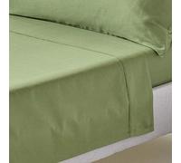 HOMESCAPES Green Pure Organic Cotton Flat Sheet Single 400TC 600 Thread Count Equivalent Bed Sheet
