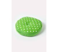 HOMESCAPES Green Round Floor Cushion Large Decorative Circular Children’s & Garden Seat Pad with Star Pattern, Pre-Filled 100% Cotton Indoor and Outdoor Cushion, 43cm