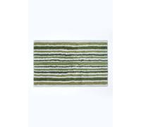 HOMESCAPES Super Absorbent Soft 100% Cotton ‘Devon’ Green and White Bathmat with Striped Geometric Pattern and Non Slip Latex Backing, 50 x 80 cm Large Shower Mat Machine Washable